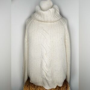Cotton On Sweater Cream Cable Knit Turtleneck Off White